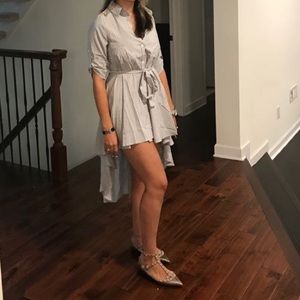 Pinstripe high low dress